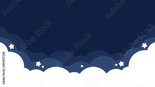Dark blue night sky background . Flat vector illustration.	