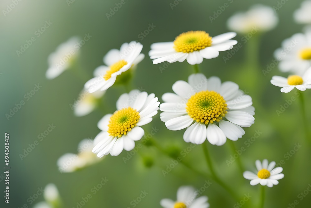 Obraz premium Feverfew flower bokeh background, AI Generated