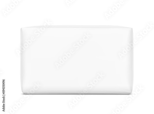 Packaging bag mockup. Vector illustration isolated on white background. Ready for your design. Suite for the presentation of pads, diaper, wet wipes, foods, household, etc. EPS10.