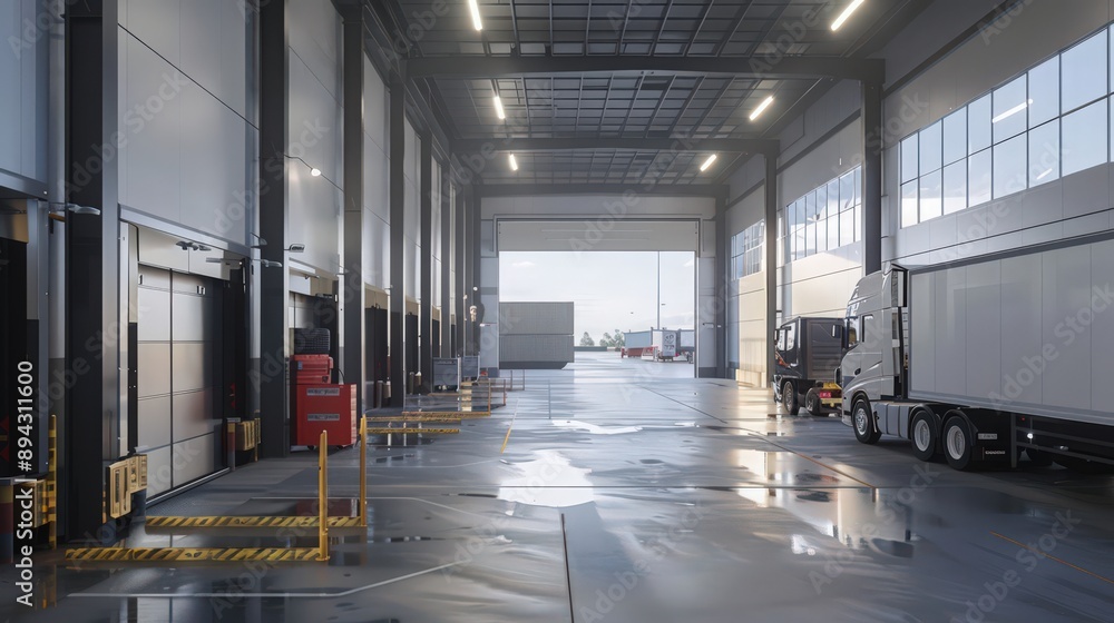 Loading docks in urban logistics hubs optimize space utilization and traffic flow with efficient truck queuing