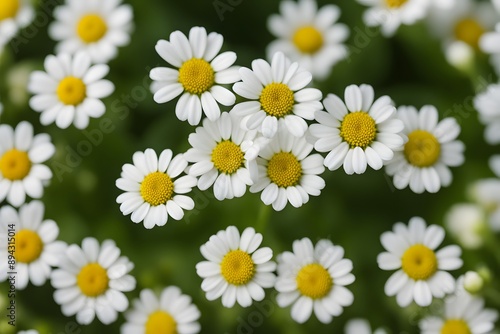 Feverfew flower bokeh background, AI Generated