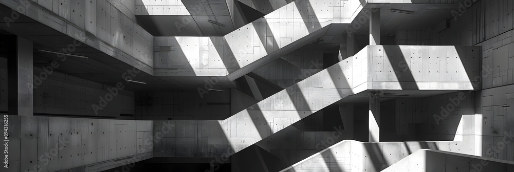 94574 Brutalist architecture with dramatic lighting and shapes Stock ...