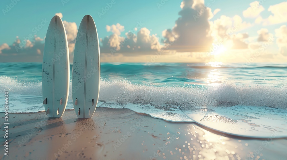 Surfboard on tropical beach professional photography Surfboard on tropical beach professional photography