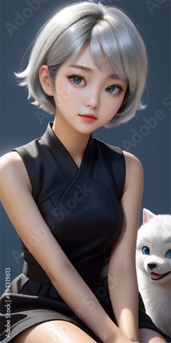Beautiful korean girl model fair skin white hair