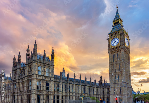 Canvas Print Big Ben (Elizabeth) tower at sunset, London, UK