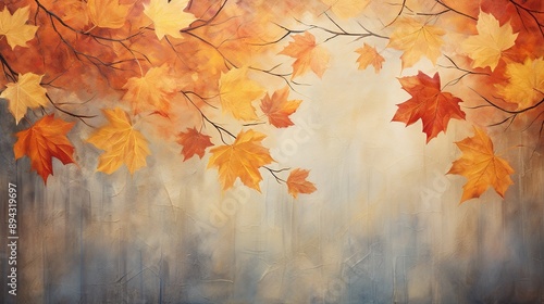 abstract vintage colorful watercolor autumn fall leaves leaf maple orange yellow nature wallpaper background bg ground texture art