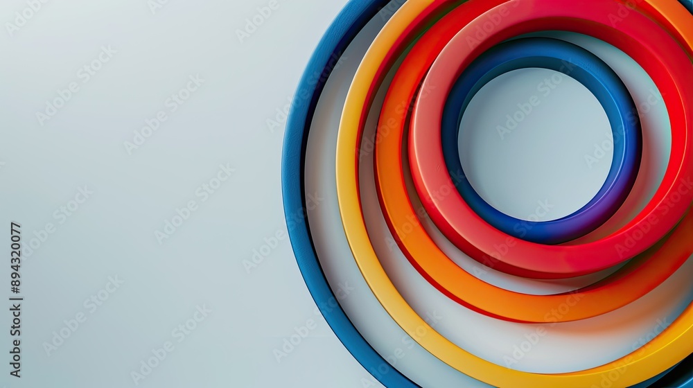 Obraz premium Multi-colored rings creating a circular frame on a simple background