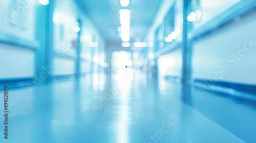 Medical blurred blue hospital background with ample copy space for text - ideal for healthcare and medical themes, professional presentations, and educational resources