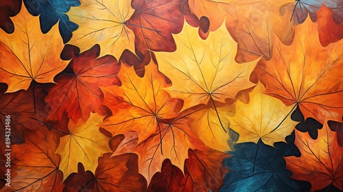 abstract vintage colorful watercolor autumn fall leaves leaf maple orange yellow nature wallpaper background bg ground texture art