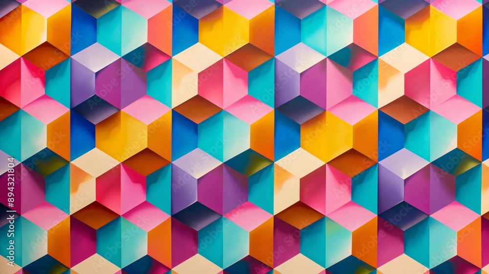 Repeating background of geometric shapes in vibrant colors Repeating background of geometric shapes in vibrant colors
