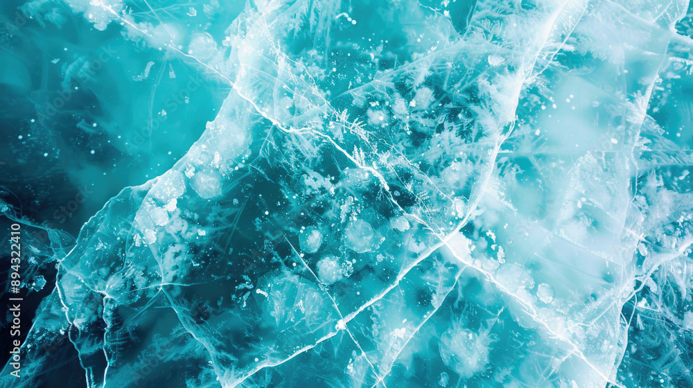 Naklejka premium Winter landscape Lake Baikal in Siberia. Natural background. Great backdrop for your design with copy space. Aerial view.