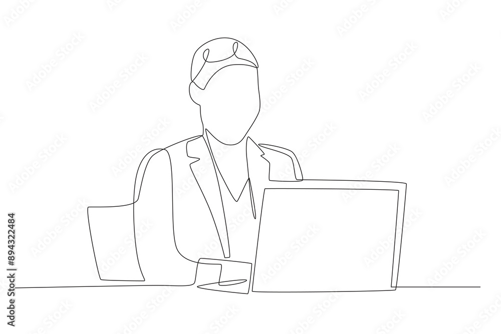 Busy business woman. African woman in business concept one-line drawing Busy business woman. African woman in business concept one-line drawing