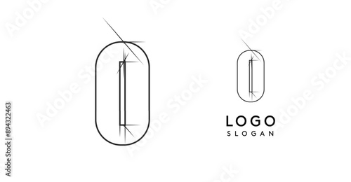 Letter O pencil drawn, architectural blueprint logo design, construction plan, technical drawing. Ideal for corporate branding, industrial projects, engineering firms. Vector illustration