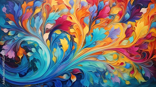 Traditional Ottoman Turkish marbling art patterns as abstract colorful background