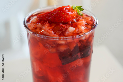 cold strawberry juice in a cup