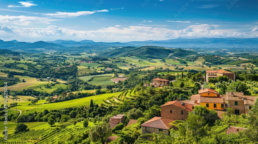 Stunning view of Italy's countryside, with vibrant colors and classic scenery Stunning view of Italy's countryside, with vibrant colors and classic scenery