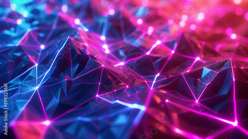 Prismatic Prism: A 3D Masterpiece of Dazzling Neon & Opulent Glittering Polygons