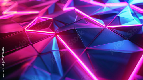 Prismatic Pulse: An Electrifying Symphony of Neon & Glittering 3D Polygons