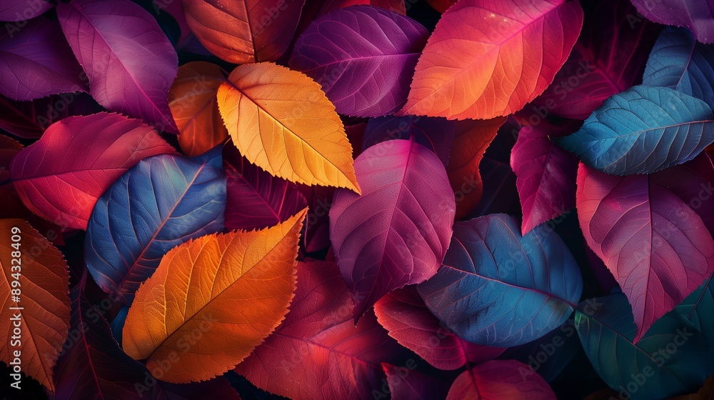 Close-Up of Veined Leaves on Nature Background Close-Up of Veined Leaves on Nature Background