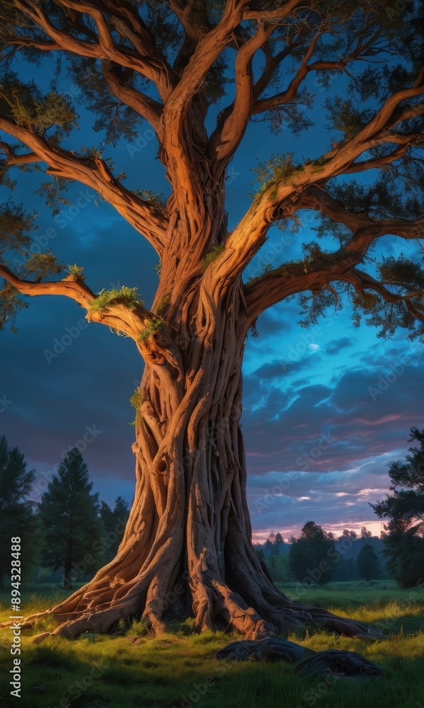 Ancient Tree at Sunset. Ancient Tree at Sunset.