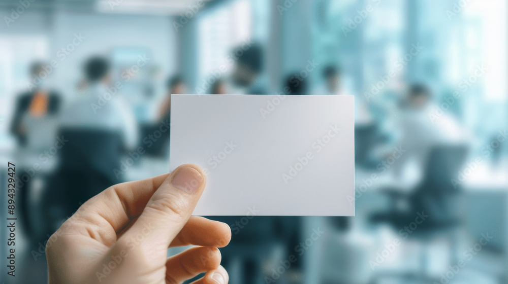 Hand Holding Blank Card with Blurred Background Hand Holding Blank Card with Blurred Background