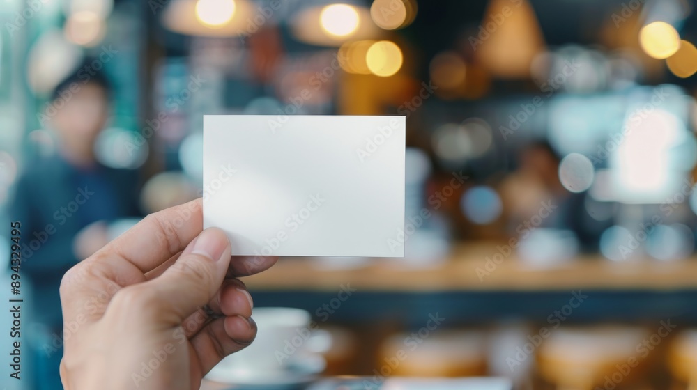 Hand Holding Blank Card with Blurred Background Hand Holding Blank Card with Blurred Background