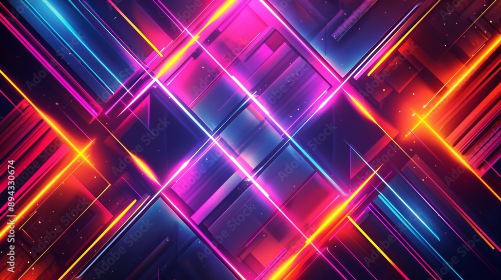 Vibrant neon geometric patterns with hexagonal and triangular shapes - abstract futuristic background and digital wallpaper for science and technology themes
Vibrant neon geometric patterns with hexagonal and triangular shapes - abstract futuristic background and digital wallpaper for science and technology themes