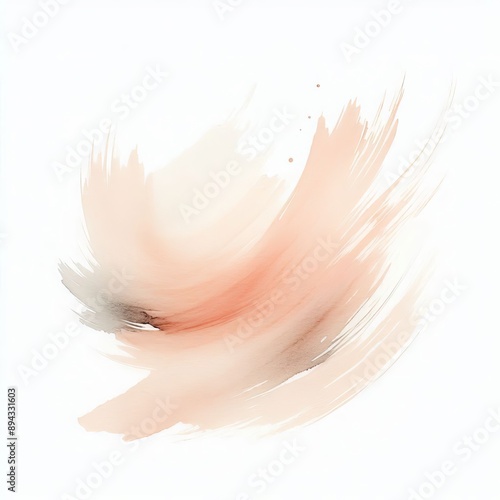 5 49. Subtle watercolor paint stroke in soft peach tones, offeri photo