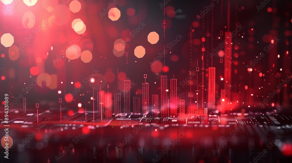 Obraz premium Abstract Red Cityscape with Bokeh Lights