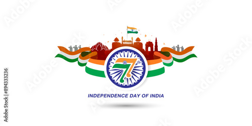 Red fort munaments and celebration background of India Independence day.