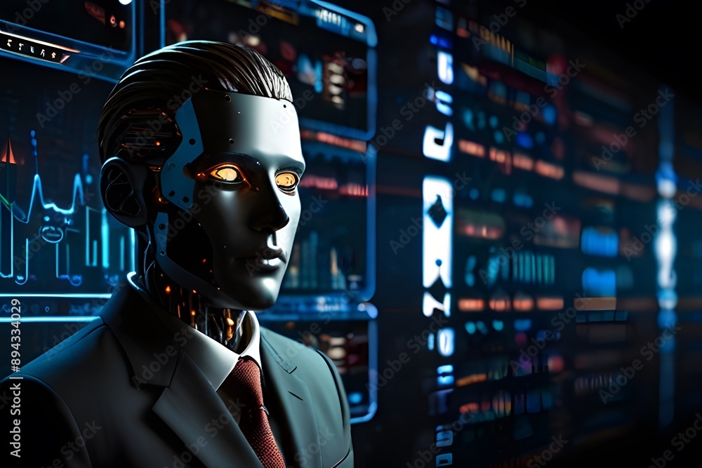 High-Resolution AI Bot and Human Interaction: Advanced Robotics and Futuristic Technology in a Cyberpunk World High-Resolution AI Bot and Human Interaction: Advanced Robotics and Futuristic Technology in a Cyberpunk World