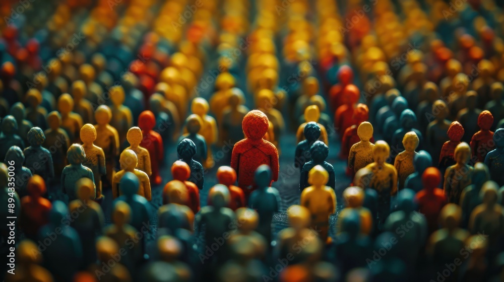 Fototapeta premium Crowdsourcing: Gathering input or information from a large group of people through online platforms, leveraging collective knowledge and ideas for various projects. 