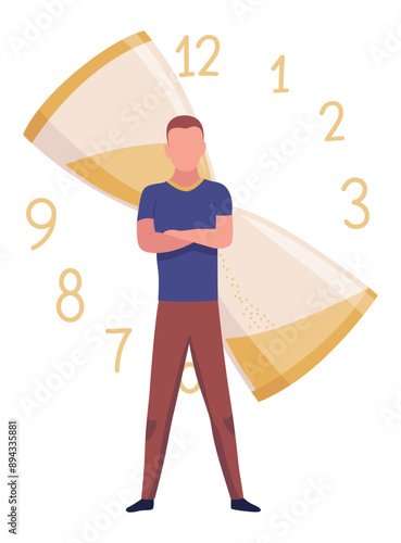 Effective time management. Efficiency work time. Freelance man worker with productivity clock. Time management, control business time or work deadline concept, smart businessman