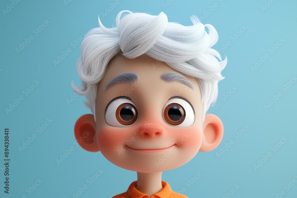 Happy young boy with white hair and a bright smile, showing joy and enthusiasm Happy young boy with white hair and a bright smile, showing joy and enthusiasm