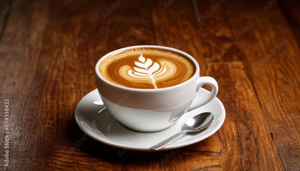Fototapeta premium Latte Art on a Wooden Table.