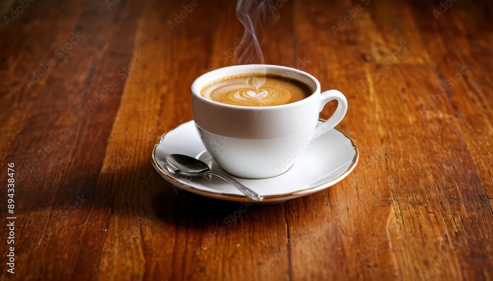 Steaming Cup of Coffee with Heart Design. Steaming Cup of Coffee with Heart Design.