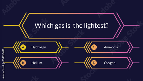 Quiz game questions or test menu choice templates with answers. Trivia contest, TV show layout with answer options. Four answers for knowledge exam. Vector cartoon illustration