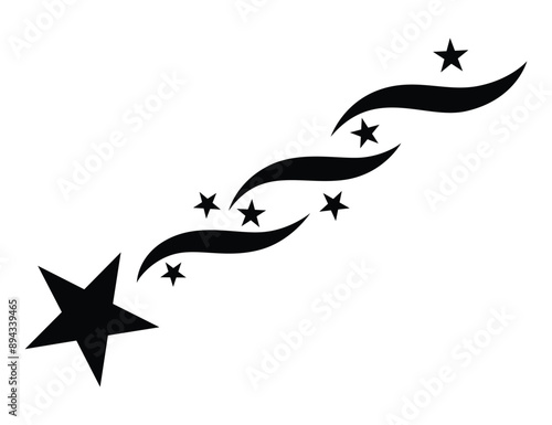 Shooting star icon. Falling meteorite or comet. Comet tail or star trail vector illustration isolated on white background