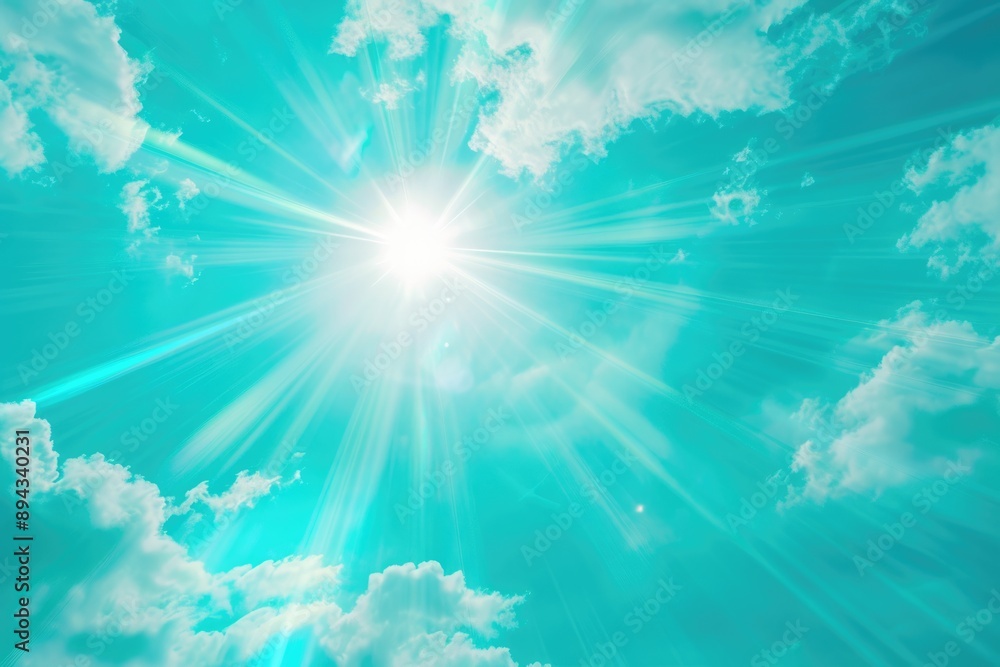Blue sunshine flare in summer tropic background symbolizing hope. Blue sunshine flare in summer tropic background symbolizing hope.