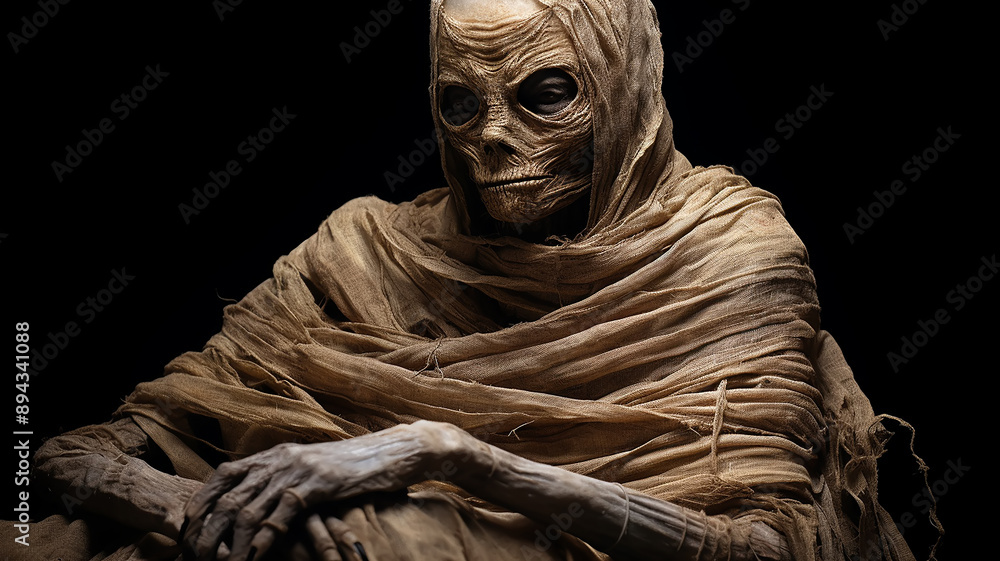 the mummy of an alien, a fantastic invented plot. the skull and remains of a humanoid alien creature the mummy of an alien, a fantastic invented plot. the skull and remains of a humanoid alien creature