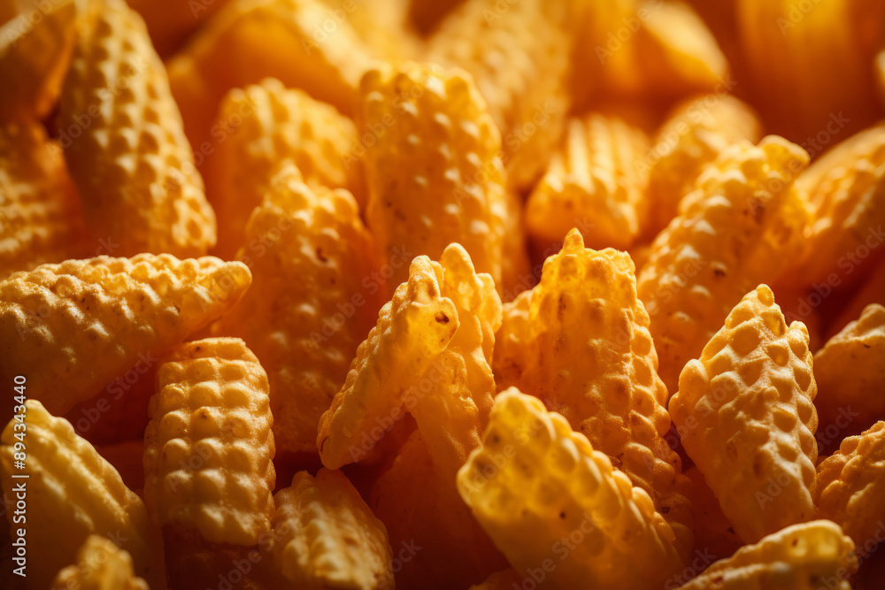 Processed collage of orange snack chips macro photo. Background for banner, backdrop or texture Processed collage of orange snack chips macro photo. Background for banner, backdrop or texture