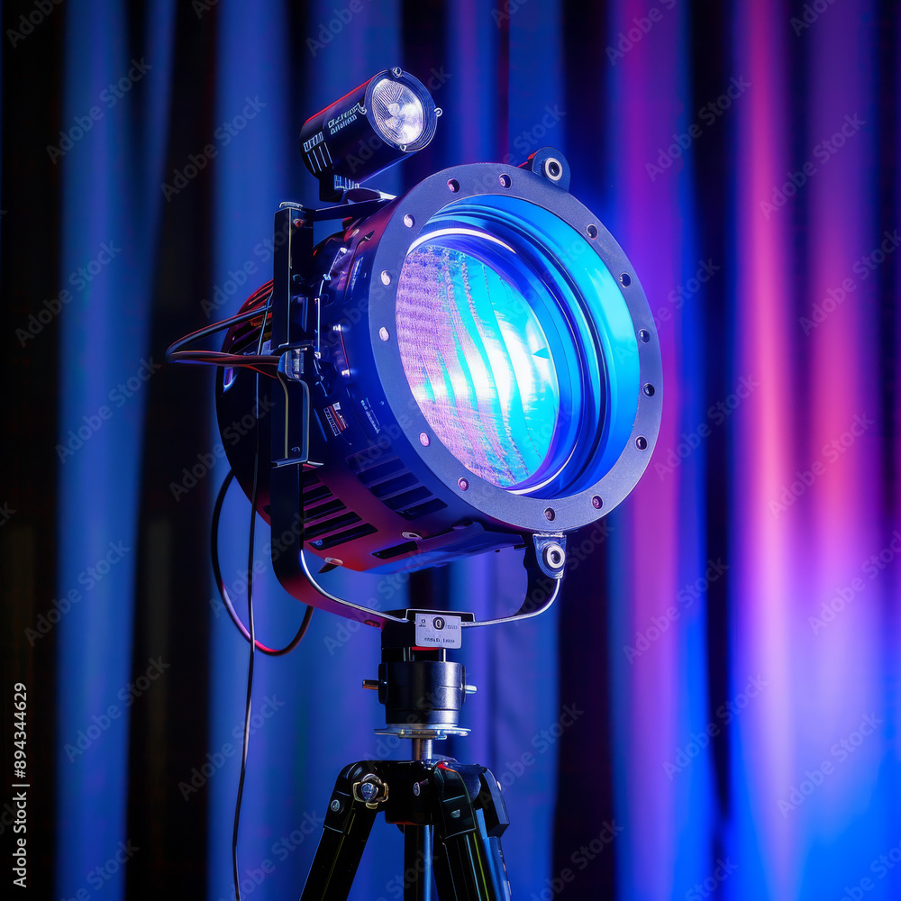 Powerful lights on a portable stand to create lighting effects for theater, film, and photography Powerful lights on a portable stand to create lighting effects for theater, film, and photography