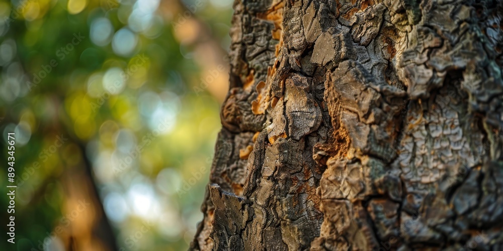 Fototapeta premium Ancient Wisdom: Intricate Tree Bark Textures in Stunning Detail. Nature's Artistry Revealed Through AI-Generated 4K Wallpaper. Captivating Close-up of Weathered Wood Patterns, Showcasing Forest Ecolog
