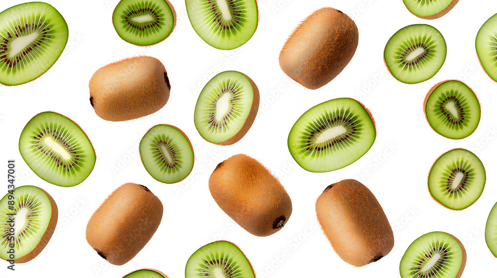 Fototapeta premium kiwi pattern, kiwi, fruit, fruit salad, seamless pattern, kiwi pattern, fresh, healthy, summer, nature, organic, freshness, kiwifruit, eating, tropical, juicy, green