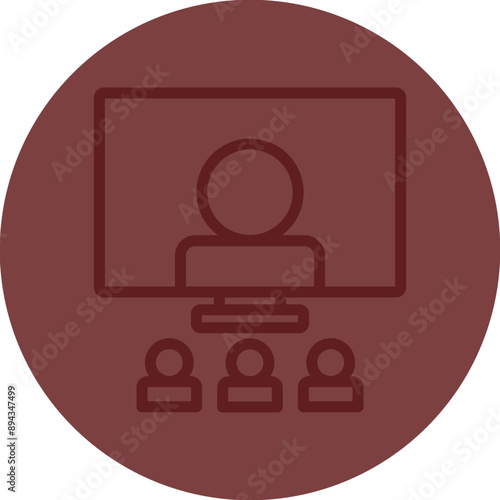 Webinar Vector Line Maroon Circle Maroon