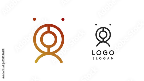 Stylized camera icon, tech-inspired typography logo, unique extraterrestrial civilization symbol ancient inscriptions for creative branding, tech logo. Nordic runes monogram, abstract linear logotype