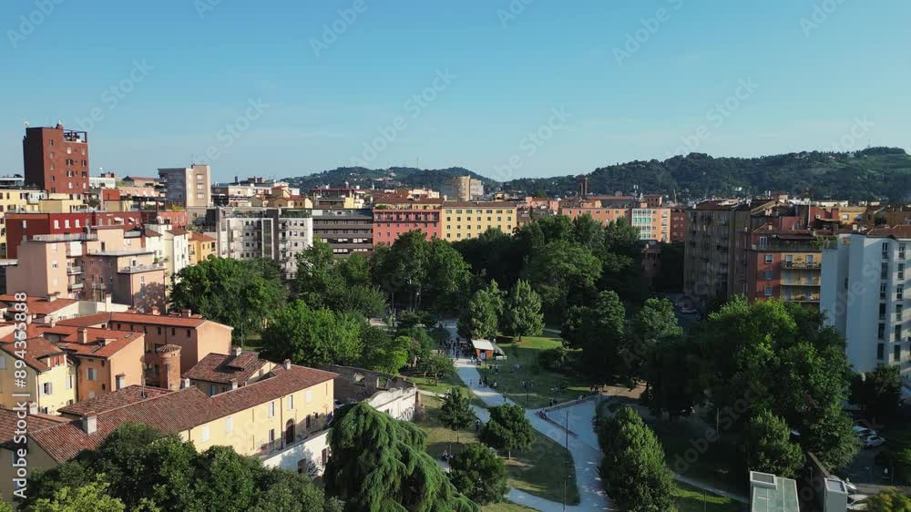 aerial view of Bologna city Italy. street via san mamolo aerial view of Bologna city Italy. street via san mamolo
