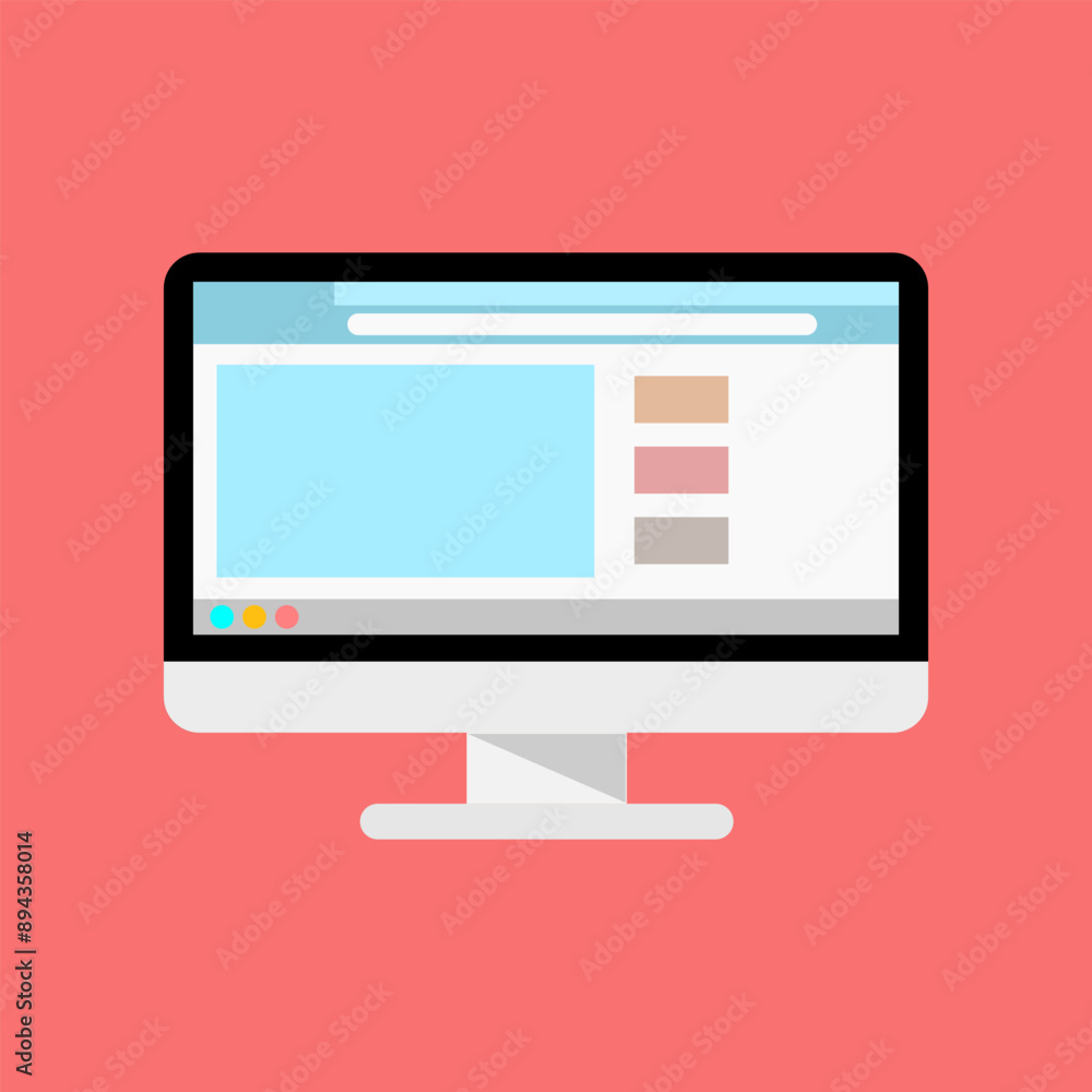 Flat design computer monitor vector icon. Flat design computer monitor vector icon.