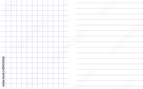 Graph paper,square grid and horizontal lines papers for notebook