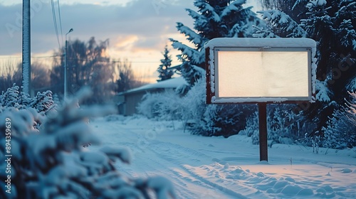 This snowcovered sign and billboard mockup is the perfect way to create professionallooking visuals for your winter marketing materials : Generative AI